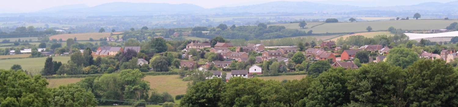 A view looking across the rooftops of Upton Bishop from Manor Road