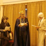 Three people dressed as wise men