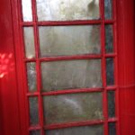 Red phonebox under renovation