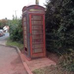 Red phonebox under renovation