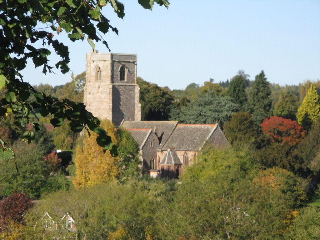 Stone church with square tower