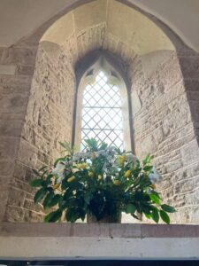 Easter flower display in the church