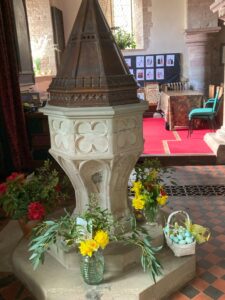 Easter flower display in the church