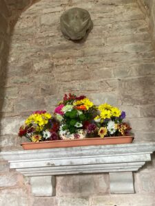 Easter flower display in the church