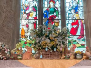 Easter flower display in the church