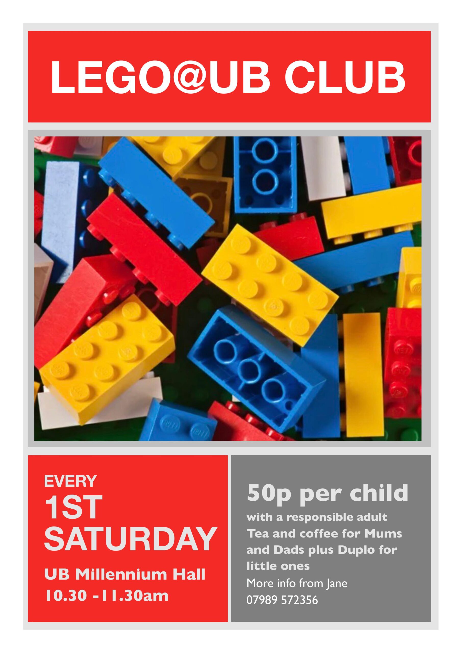 Poster advertising the village lego club