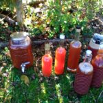 bottles of freshly squeezed apple juice